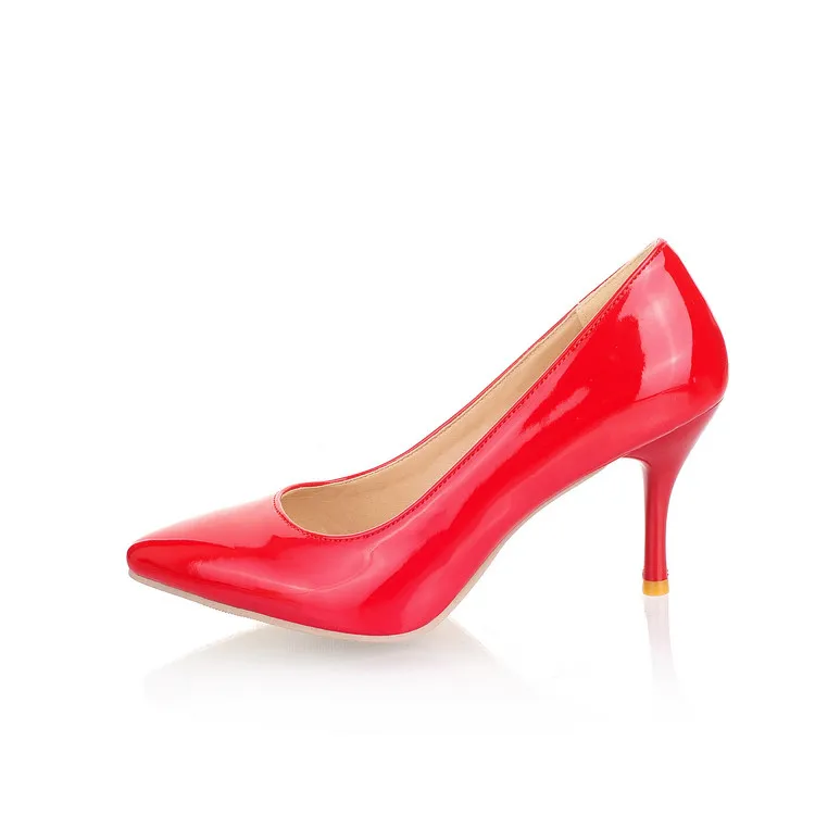 Pumps shoes woman Patent Leather 31 32 33 40 41 42 43 44 45 high heel 8CM EUR Size 30-46