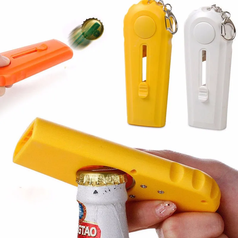 wholesale best price Cap Zappa Bottle Opening Creative Plastic Ejection Beer Bottle Opener Kitchen Tool with Handy Key Chain Party Supplies