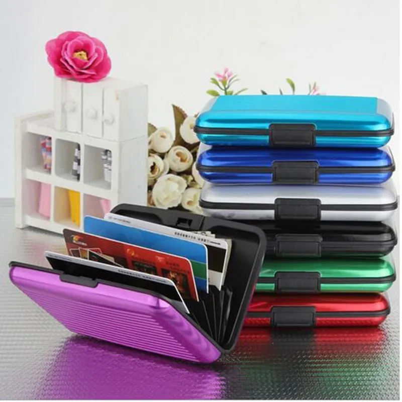 Durable Fashion ID Credit Card Wallet Waterproof Anti-magnetic Metal Cards Aluminum Metal Case Box Business Holder ZA2771