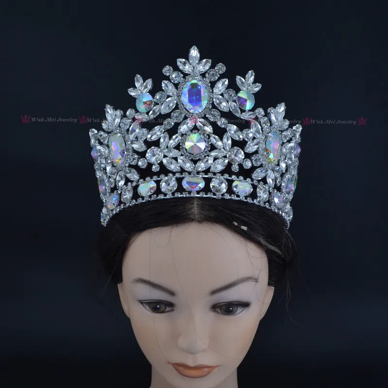 Pageant Crowns New Rhinestone Crystal AB Silver Miss Beauty Queen Bridal Wedding Tiaras Princess Headress Fashion Hair Jewelry Crown Mo225