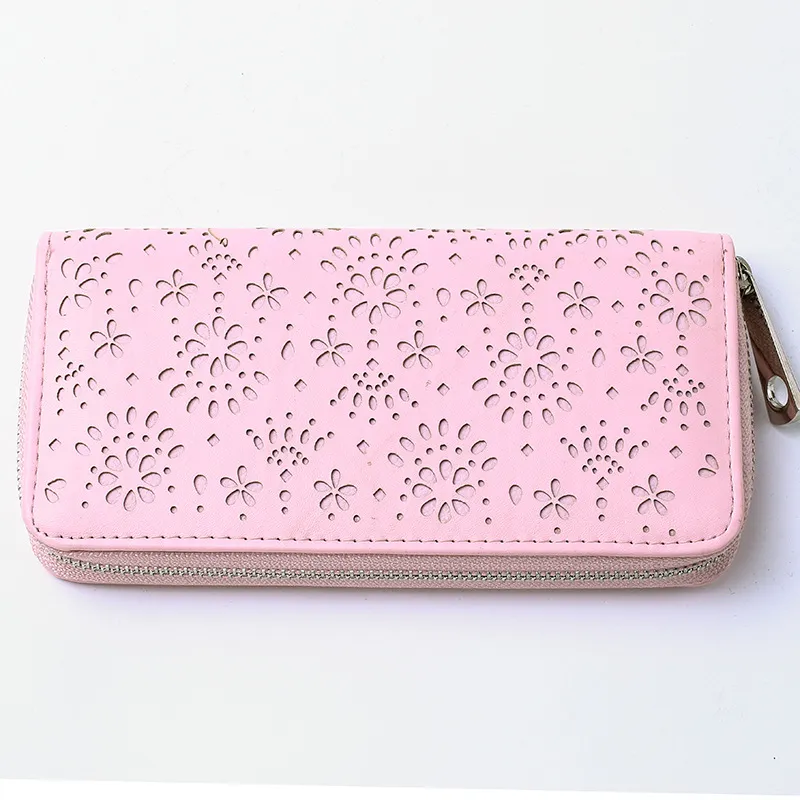 New High quality Hollow out flower designer wallets lady fashion casual clutchs pink/beige color no216