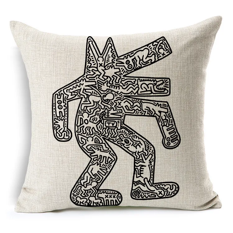 Keith Haring Cushion Cover Modern Home Decor Throw Pillow Case Car Seat Vintage Nordic Cushion Cover for Sofa Decorative Pillow Cover