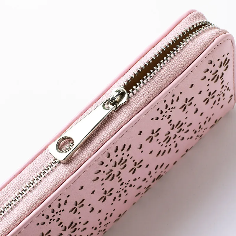 New High quality Hollow out flower designer wallets lady fashion casual clutchs pink/beige color no216