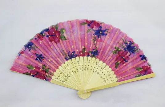 Folding Fans Flower Printing Hand Design Bamboo Folding Fans Festival Events Supplies Wedding Gifts Favors Arts Crafts