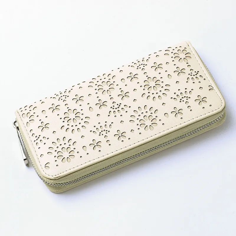 New High quality Hollow out flower designer wallets lady fashion casual clutchs pink/beige color no216
