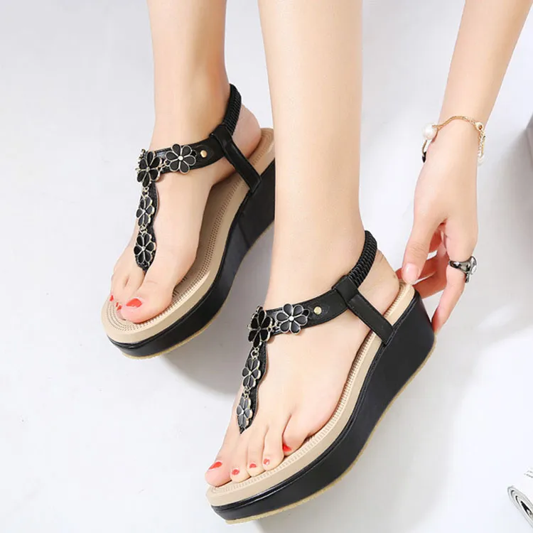Bohemian Platform Wedges Women Shoes Sandals For Lady High Platform Open Toe Flip Flops Ladies Shoes. LX-044