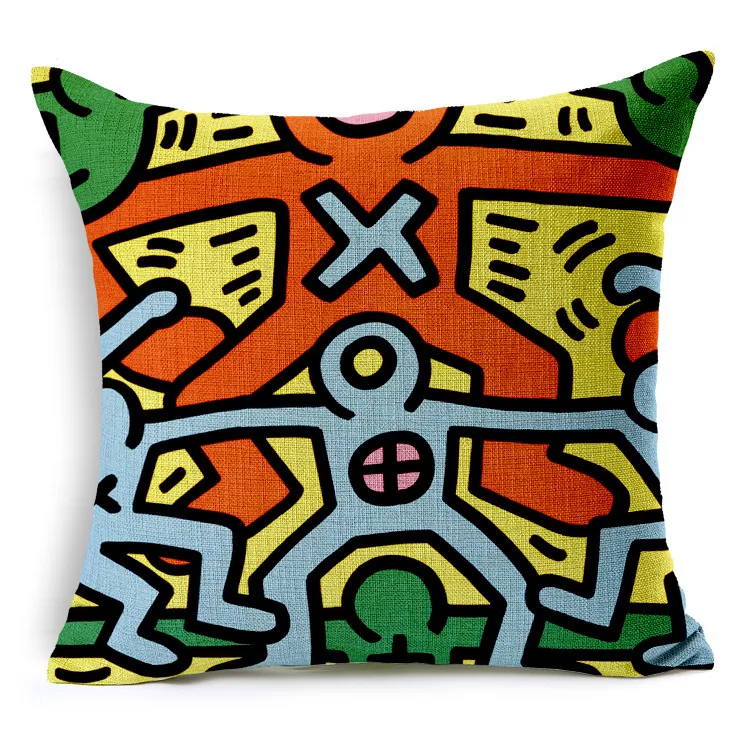 Keith Haring Cushion Cover Modern Home Decor Throw Pillow Case Car Seat Vintage Nordic Cushion Cover for Sofa Decorative Pillow Cover