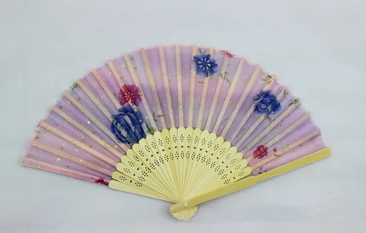 Folding Fans Flower Printing Hand Design Bamboo Folding Fans Festival Events Supplies Wedding Gifts Favors Arts Crafts