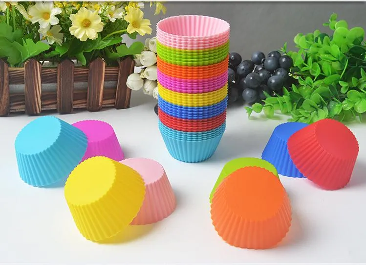 Hot sale! Round shape Silicone Muffin Cupcake Mould Case Bakeware Maker Mold Tray Baking Cup Liner Baking Molds SN158