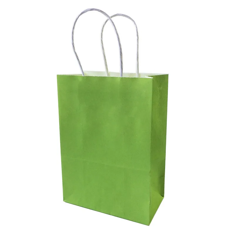 Small Kraft Paper Gift Bag DIY Multifunction Soft Color Paper Bag with Handles 21x15x8cm Festival Gift Bag