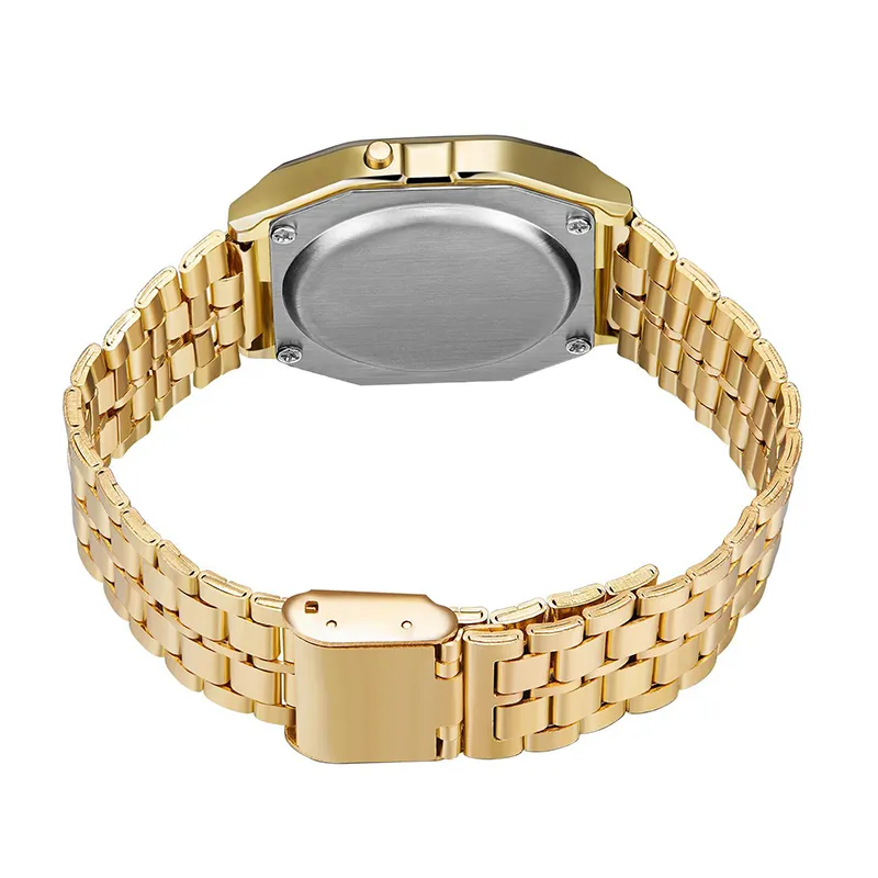 Retail Sports LED Watch Fashion Gold Digital Watches Steel Belt Thin Electronic Wristwatch Bracelet Business Watches