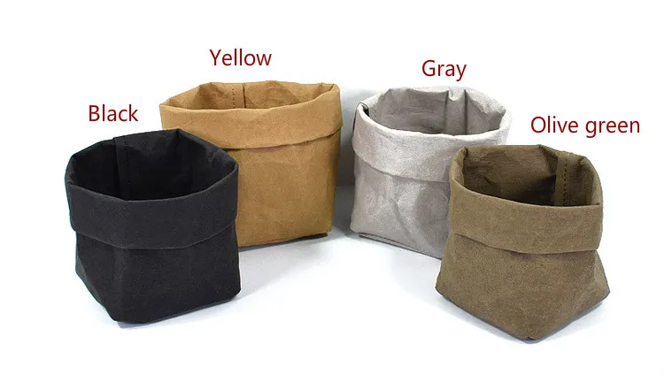 Foldable Pots Kraft Paper Flowerpot Waterproof Environmental Protection Planters storage bag Mini Garden Vegetable pouch Free Ship