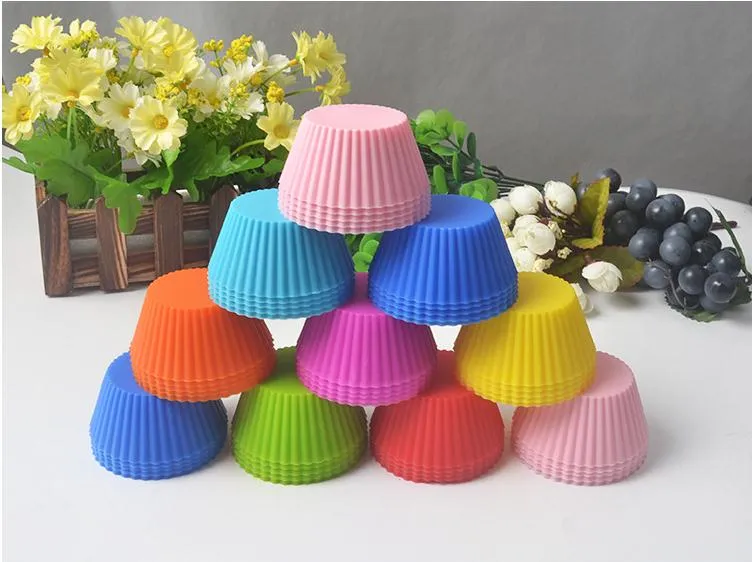 Hot sale! Round shape Silicone Muffin Cupcake Mould Case Bakeware Maker Mold Tray Baking Cup Liner Baking Molds SN158
