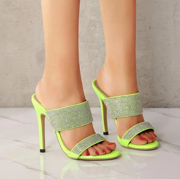 Plus Size 35 To 40 41 42 Green Rhinestone Banquet Prom Shoes Wedding Shoes Sandals