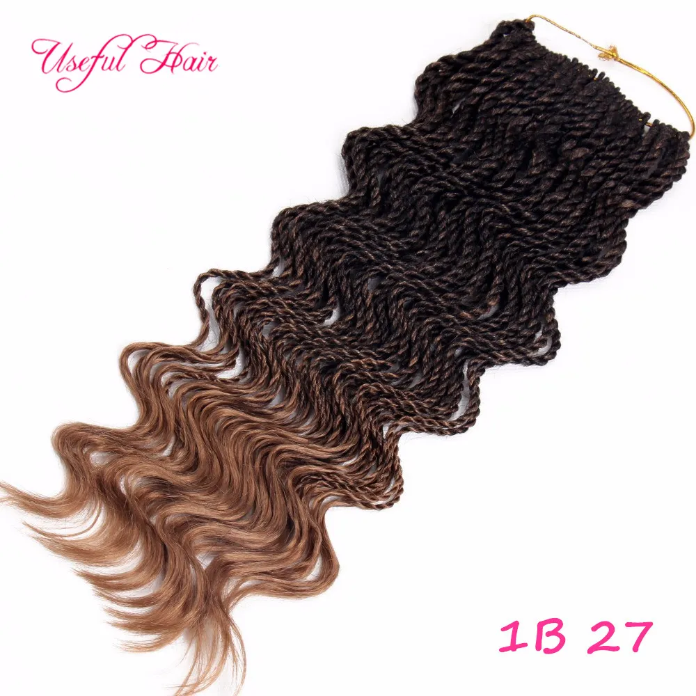 Novo Estilo Pre-Torcido Curl Senegalese Twist Crochet Tranças Cabelo 16inch Half Wave Meio Kinky Curly Cabelo Extensões Cabelo Trançado Sintético