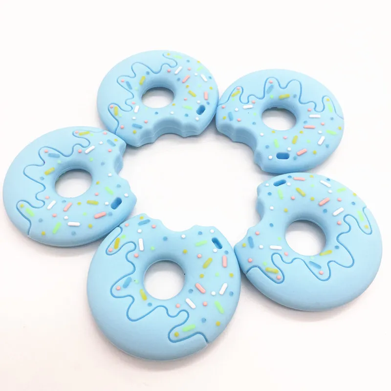 Nuovo lecca-lecca in silicone ciambella massaggiagengive uso alimentare massaggiagengive collana dentizione ciondolo in silicone regalo bambini masticare perline biscotti giocattolo