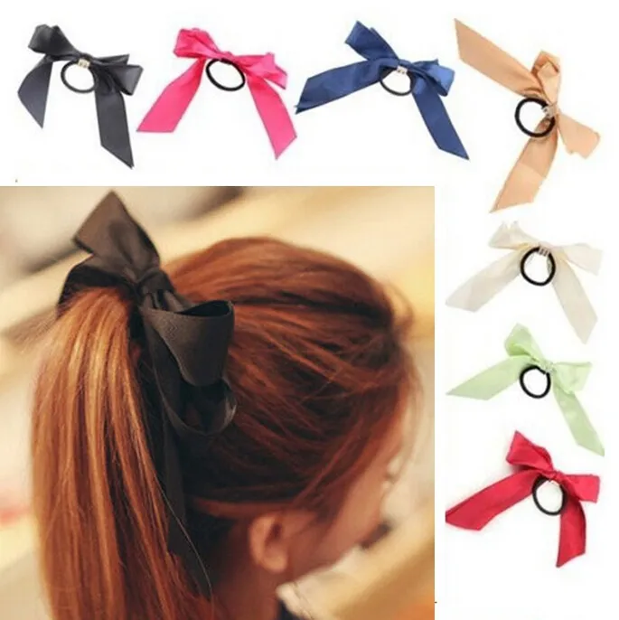 Färgfullt boutique bows elastiska hårband för flicka och kvinna hår tillbehör band båge hår slips rep hårband