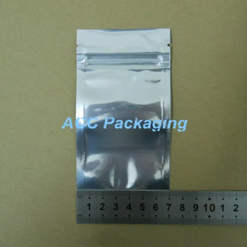 DHL 7 * 13cm (2,8 * 5.1 ") Aluminiumfolie / Rensa återförslutningsbar Zipper Plastical Packaging Pack Bag Zipper Lock Bag Retail Package