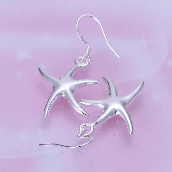 Fashion Pretty Explosion models in Europe and America Fashion Shine Starfish 925 Silver Earrings silver earrings 1173