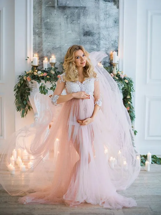 Robes de mariée de maternité rose spécial sexy col en V Tulle dentelle robes de mariée de pays pas cher Berta manches de mariée robe de mariée bohème 2015