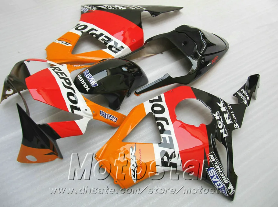 Formowanie wtryskowe Motobike Zestaw do Honda Fairings CBR900RR 954 2002 2003 CBR900 RR Red Orange Repsol ABS Kit CBR954 02 03 YR61