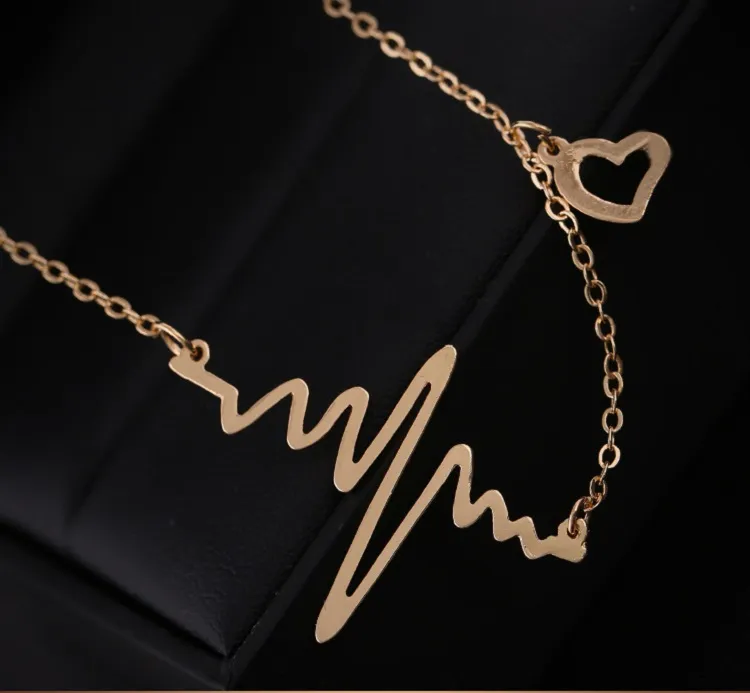 12st / doz sälja ekg charm halsband elektrokardiogram hänge hjärtslag hjärta rytm EKG Kina smycken grossist valentin dag gåva