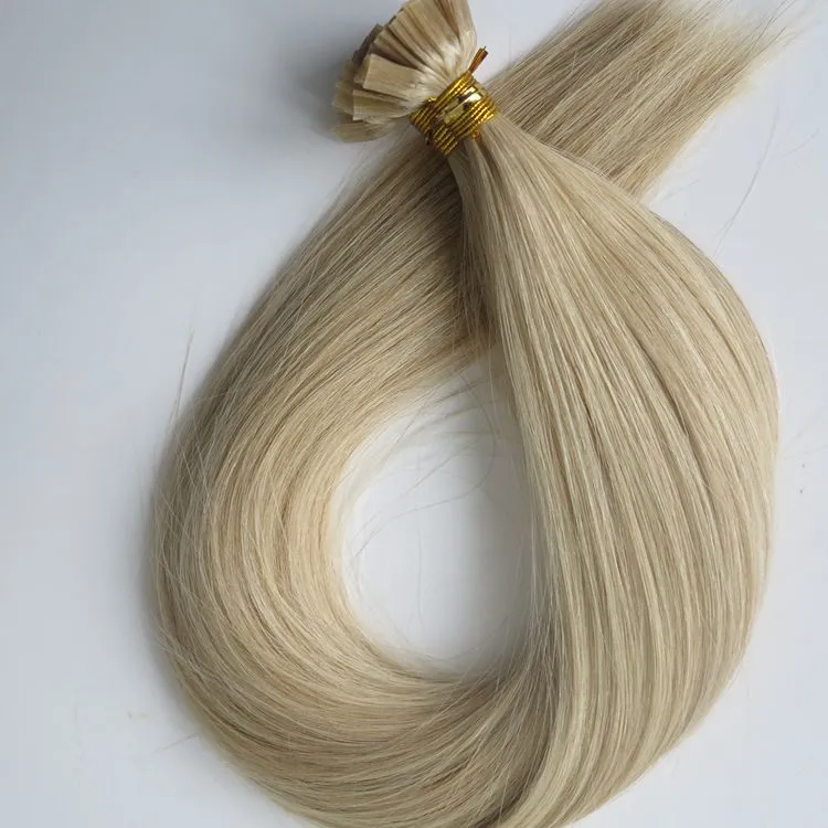 150pcs 150g Pre Bonded Flat Tips Hårförlängningar 18 20 22 24in M27613 Brazilian Indian Remy Keratin Mänskliga hårförlängningar