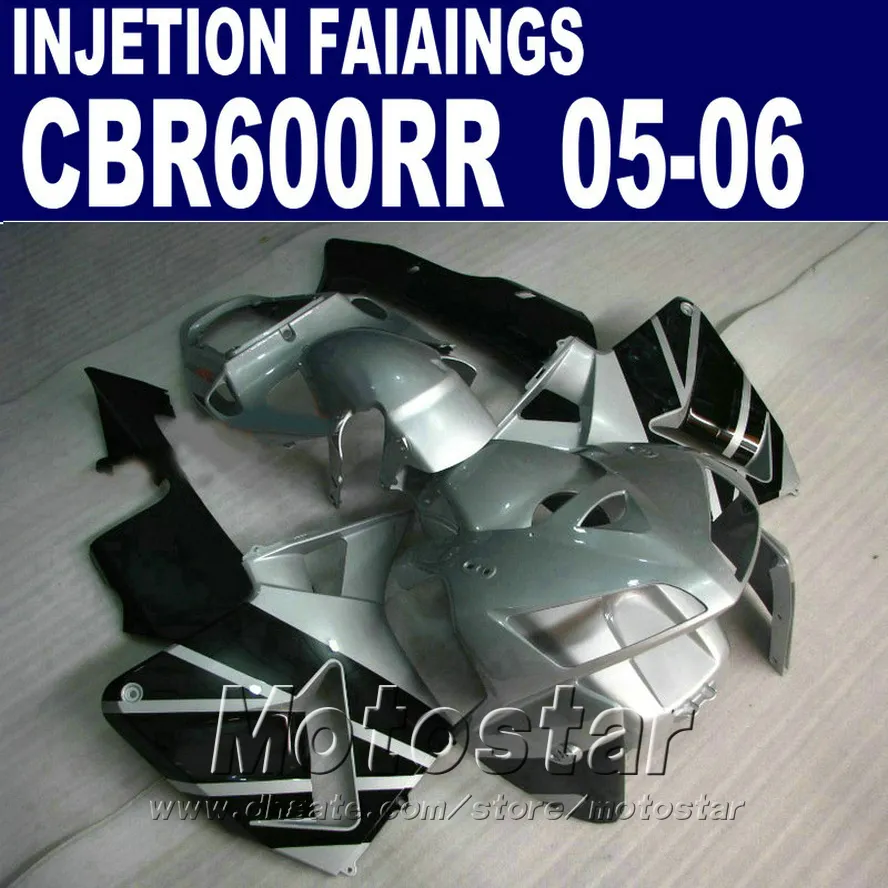 Silver Custom Fairing! Injektionsgjutning för Honda CBR 600 RR Fairing 2005 2006 CBR600 RR 05 06 CBR 600RR FAININGS KIT RX6V