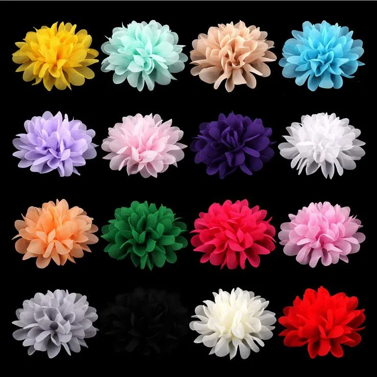 Chiffon Fiori per Baby Girl Headwear Ragazze Testa Fiore Accessori per capelli Tessuto Chiffon Fiori Con copricapo per bambini 1587