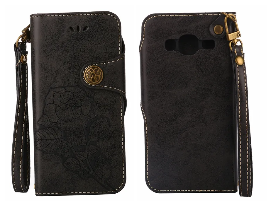 Vintage Rose Fundas para Samsung Galaxy J3 Funda de cuero de primera calidad cubierta de la cubierta del tirón para Samsung Galaxy J3 2016 2017 caso