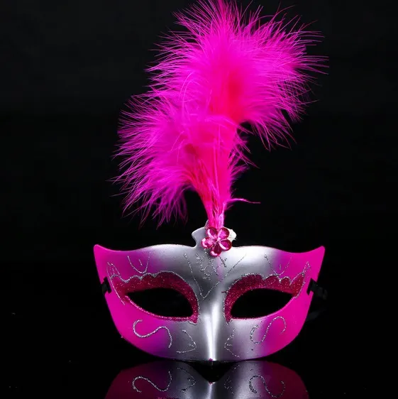 ハロウィーンクリスマスコスチューム女性カラフルな羽毛マスクマスカレードパーティーダンスフェイスマスク