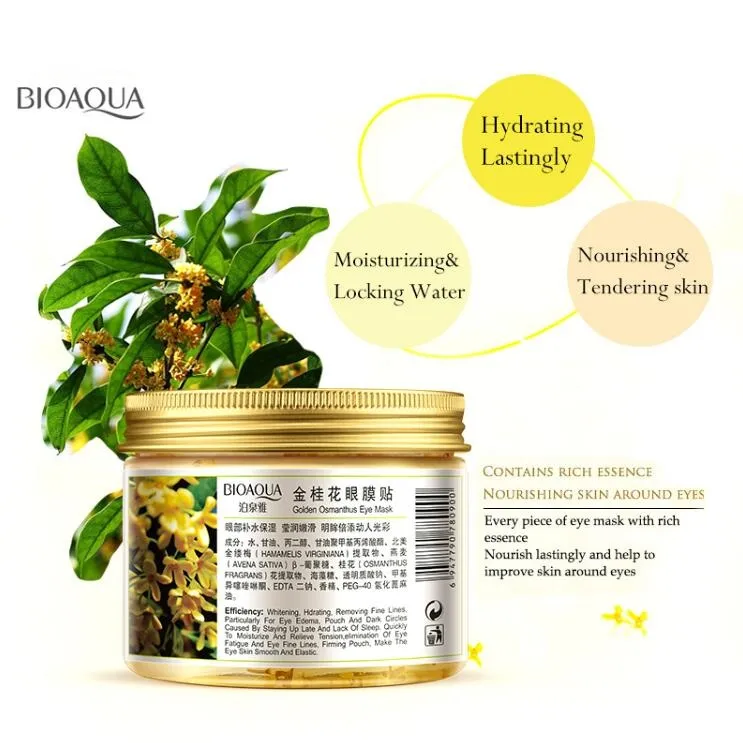 Bioqua Gold Osmanthus Eye Mask 콜라겐 젤 유청 단백질 수면 패치 어두운 원형 마스크 제거 눈 마스크