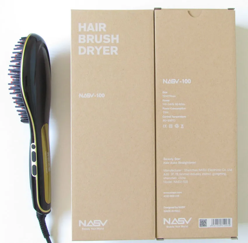 新しい美しいスターNASV LCDヘアブラシ乾燥機電気デジタルヘアストレートナーツールヘアストレートコムカラーセットDHL