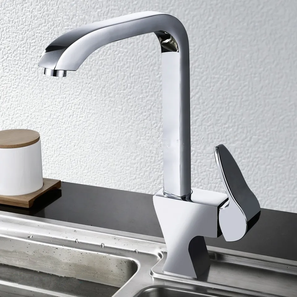 2015 Nuovo arrivo di alta qualità senza piombo risparmio idrico in ottone cromato monocomando rubinetto da cucina