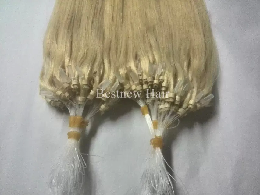 100g 18quot 20quot 22quot 613 Bleach Blond INDIEN REMY Humain Micro Anneau Boucle Extension de Cheveux 1gs 5A Grade Indien Cheveux Exten4595316