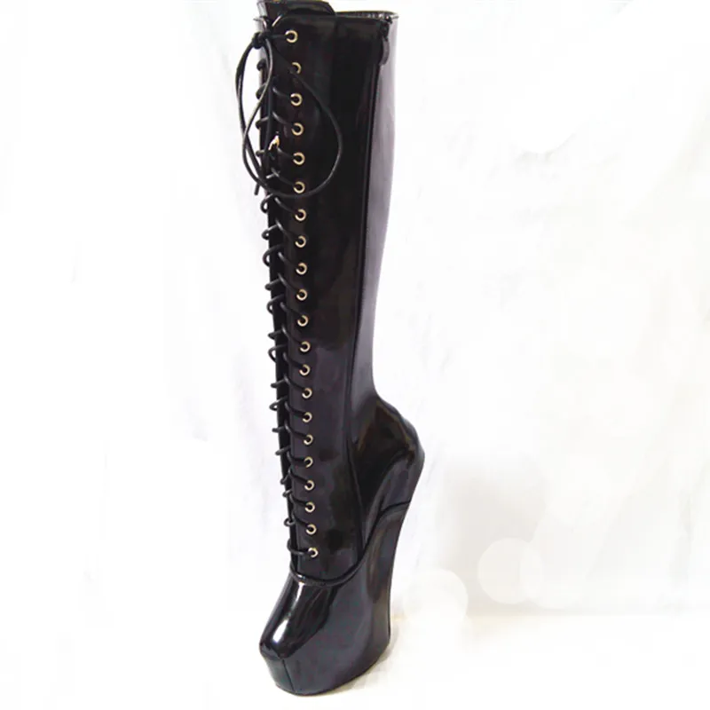 20cm High Height Sex boot PU Platform Hoof Heels Knee-High Boot US size 6-14 No.13666