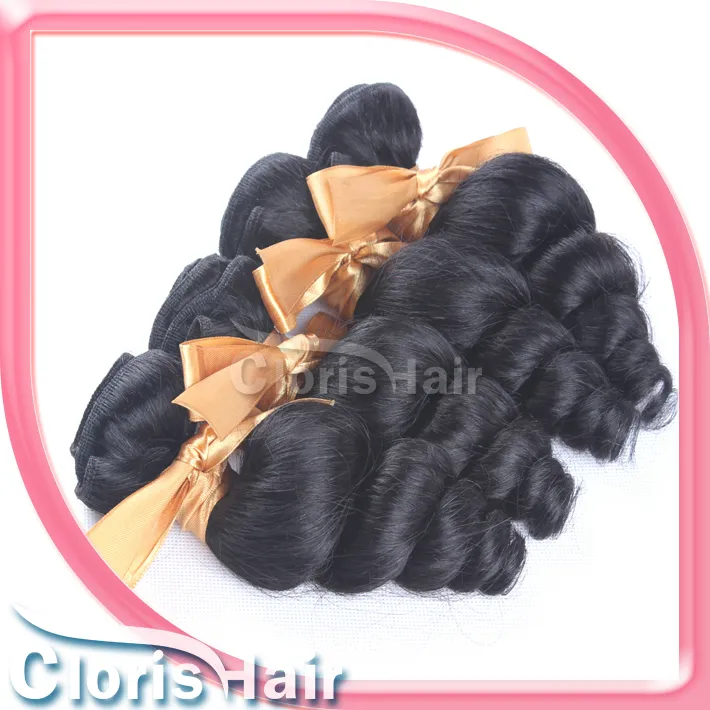 Rabatt mix 2 buntar Löst Curly Wave Brasiliansk jungfru hårväv billig Brazillian Loose Wavy Human Hair Extensions 1b Full nagelband