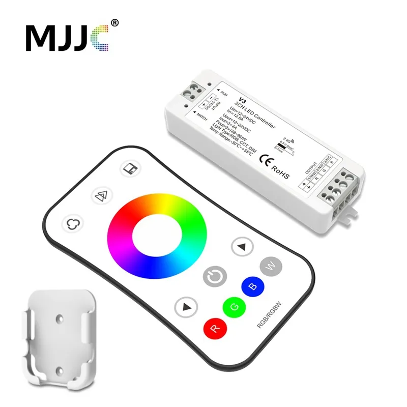 MJJC RGB RGBW LED Strip Controller RF 12v 24v 2.4G Wireless RGBW Remote Controller 12 volt 5 Years Warranty