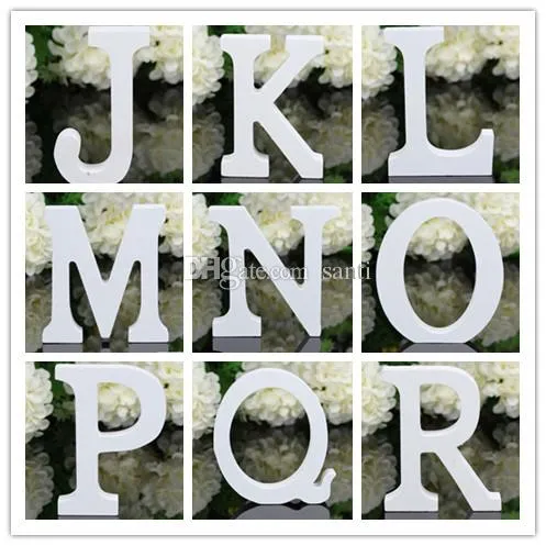  Home Decor Decoration thick Wood Wooden White Letters Alphabet Wedding Birthday 8cmX1.2cm