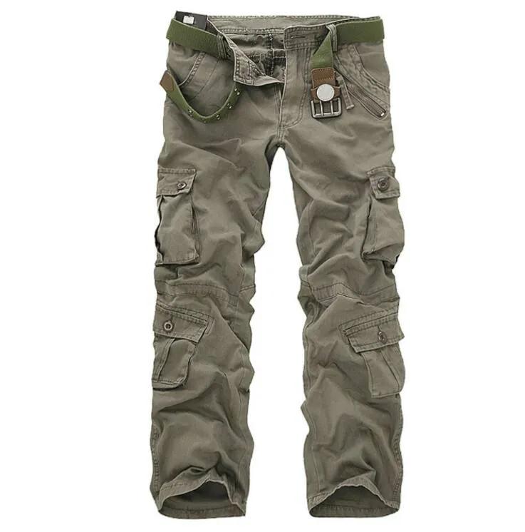 Hommes Automne Tactique Militaire Sport Pantalon Mâle En Plein Air Multi-poches Randonnée Lâche Style Pantalon Sans Ceinture Livraison Gratuite