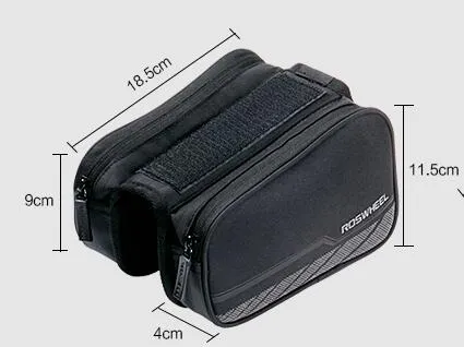 Novo Tubo Da Frente Da Bicicleta Saco de Telefone de Bolso Duplo 5.2 polegada Tela de Toque Equitação Ciclismo Suprimentos sacos de Marca equipamentos de Bicicleta saco de bicicleta saco de frente