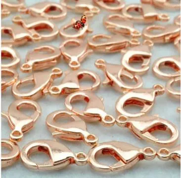 14 мм розовое позолоченное позолоченное лобстер CLASP DIY ювелирных украшений, создание для браслета ожерелье аксессуары Clasps