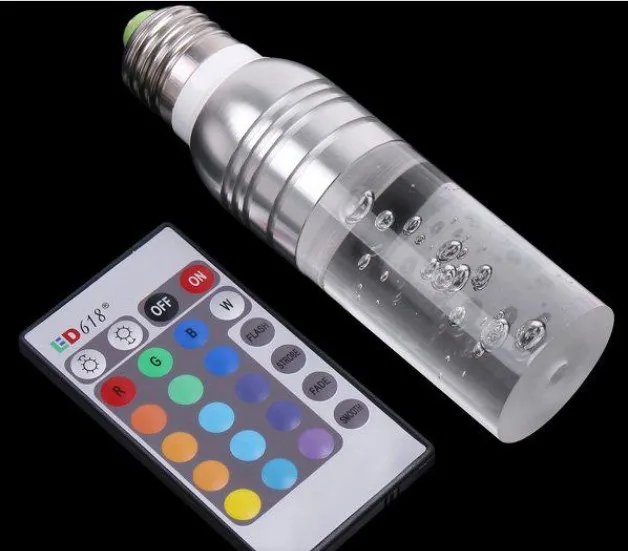 led colour change E27 E26 3W RGB Lights AC85-265V Change Crystal Led Bulbs Light With 24 Keys Remote Control 