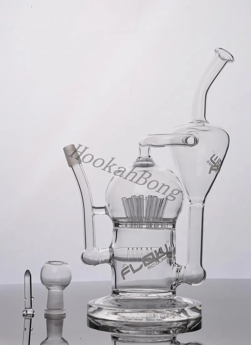 JM Flow Glass Bong Hookahs Sprinkler Perc Water Pipes Recycler Vortex Dab Rig Diffused Inline Percolator Shisha Accessory for Smoking