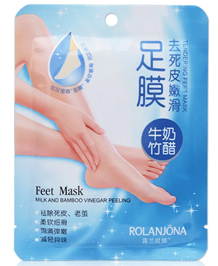 5 confezioni = 10 pezzi ROLANJONA maschera per piedi Peeling per piedi per bambini Rinnovo Rimuovi pelle morta Calzini esfolianti lisci per pedicure