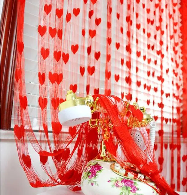 Wedding Tacdrop ​​Curtain Love Heart Erlens Screens Pokój Pokój Proces Pocket Door Sheer Curtain Party Dekoracja Propora Kolny prezent 25pcs