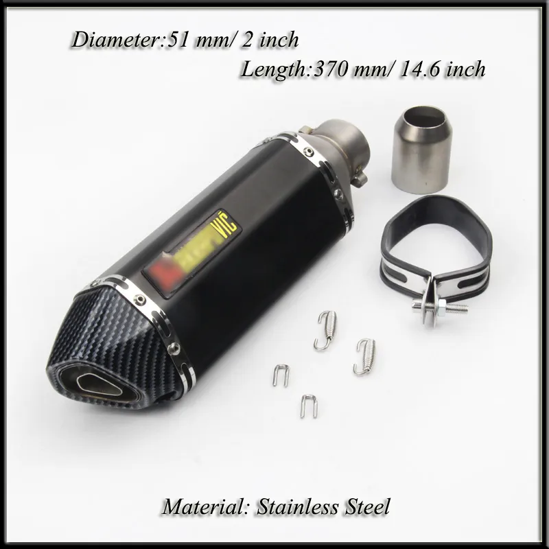 Length 370 Mm/ 14.6 Inch Universal Motorcycle Exhaust Muffler Pipe Silencer  With Removable DB Killer Diameter 51 Mm/ 2 Inch From Bestmuffler, $57.29