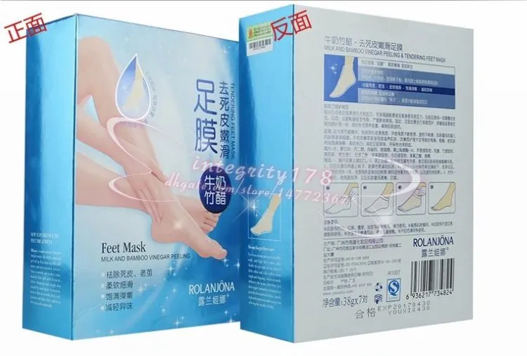 ROLANJONA feet mask Milk and Bamboo Vinegar Feet Mask skin Peeling Exfoliating Dead Skin Remove for Feet care 38g/pair