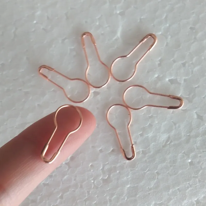 1000 pcs new arrive rose gold color pear shaped safety pin good for craft and stitch markers, hang tags