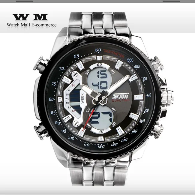 Luxe Full Steel Watch SKMEI 0993 Mannen Sporthorloges LED DiAplay Multifunctionele Militaire Horloges